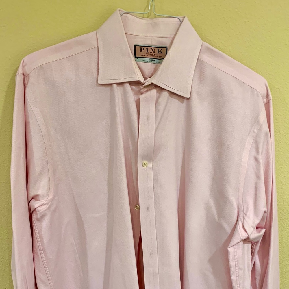 THOMAS PINK MENS XL PINK BUTTON DRESS SHIRT